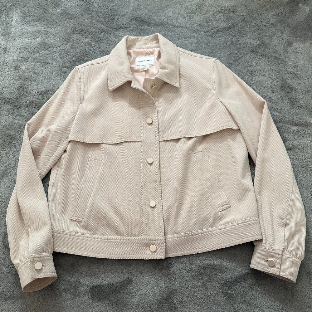 Club Monaco MEDIUM Twill Button Up Jacket Beige Pink Capsule Minimalist